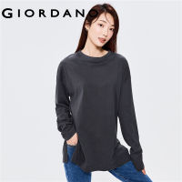 เสื้อยืดสตรี Giordano ผ้าฝ้าย100 ธรรมดา Simple BASIC TEE DROP shouler แขนยาวหลวมสบายๆเสื้อยืด05322755