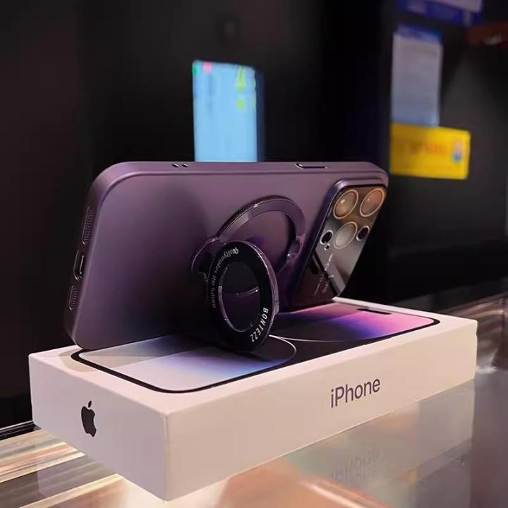 เคสโทรศัพท์มือถือหน้าต่างขนาดใหญ่ฉากยึดแม่เหล็กหรูสำหรับ-apple-13เคสแข็งลายน้ำแข็งฟิล์มเลนส์รวมทุกอย่างสำหรับ-iphone-14