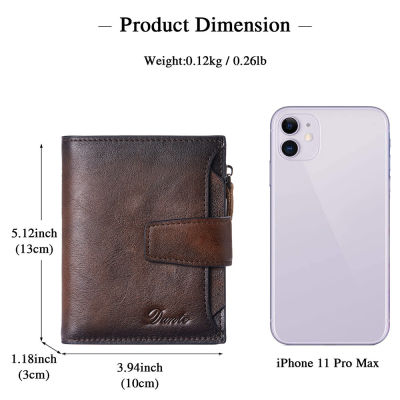 2022 Mens Wallet 100 Genuine Leather Men Wallet Coin Purse Small Mini Card Holder Chain Anti-theft Swipe
