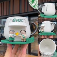Starbuck Cup การคุ้มครองสิ่งแวดล้อม Cute Bear Store Manager 400Ml Coffee House แก้วเซรามิค American Cup Pad