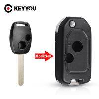 【☊HOT☊】 haokao5 Keyyou เคส Fob ดัดแปลง Kunci Remote Mobil พับได้2ปุ่มสำหรับประตูอัจฉริยะของโอดิสซีซีวิคฮอนด้าแอ Crv