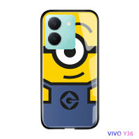 Volans 3D Vivo Y36 5G สุดหรูน่ารักสำหรับผู้หญิงลายการ์ตูนสำหรับผู้หญิงเคสมือถือกันกระแทกมันวาวกระจกเทมเปอร์ฝาหลัง