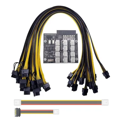 Mining Breakout Board 12 Port 6Pin Power Module for HP 500W 800W 1400W 1600W PSU with 6Pin to 6+2 8Pin Power Cable