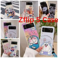 สำหรับ Samsung Galaxy Z พลิก5 ZFlip 4พับได้เคสโทรศัพท์ Z พลิก-3หน้าจอพับเก็บได้เคสโทรศัพท์เคสโทรศัพท์เป็นคู่ป้องกันการตกเคสคลื่นการ์ตูนอะนิเมะ KT แมว