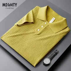  ZOKOL Summer Thin Ice Silk Knitted Shirts Mens