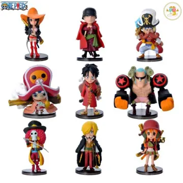 9Pcs/Set One Piece Luffy Zoro Sanji Nami Brook Japanese Anime Figures Gift  TOY