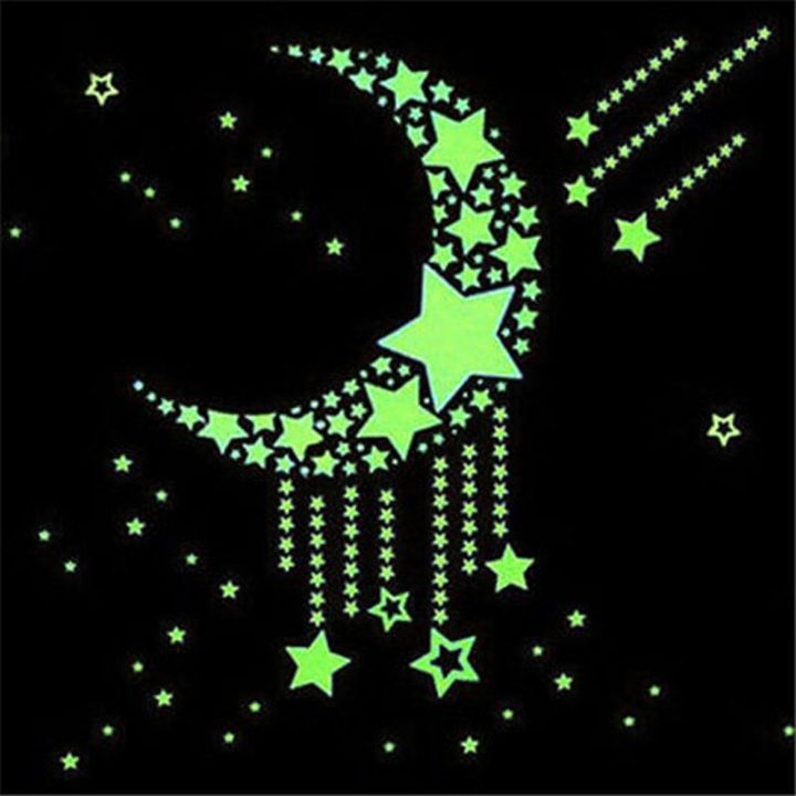 sale-nancarenko1977-สติกเกอร์ติดผนังรูปดาวของเด็กเด็กทารก-สติกเกอร์เรืองแสงเรืองแสงสีเรืองแสงในที่มืดจำนวน100ชิ้น