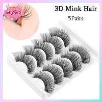 NQSW 5 Pairs แฟชั่นของผู้หญิง ปุยปุย หลายชั้น ขนตาปลอม 3D Faux Mink Hair ไม้กางเขนหนา ธรรมชาติยาว