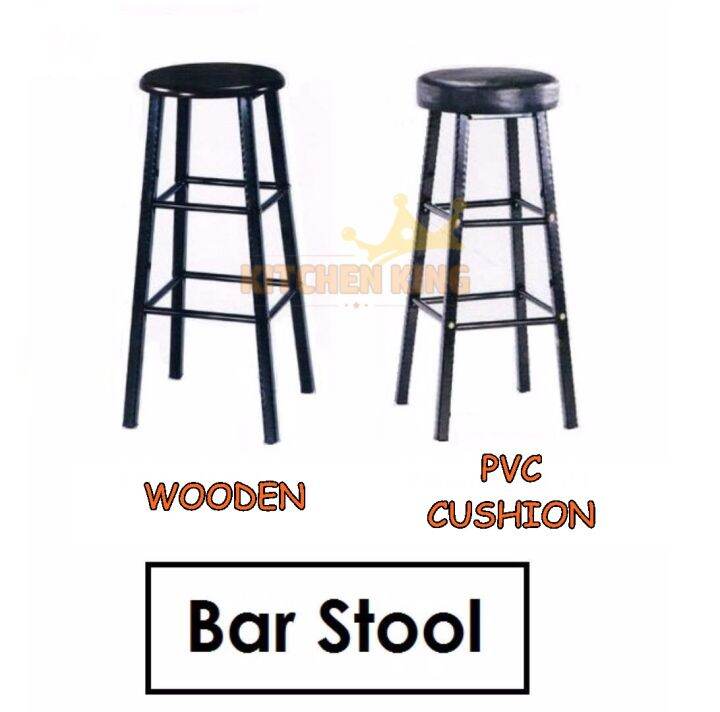 High Bar Stool Chair Cushion Wooden Counter Chair / Kerusi PVC / WOODEN