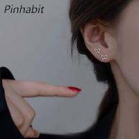 Pinhabit ต่างหูรูปผีเสื้อสีเงิน S925ต่างหูหรูหราน้ำหนักเบาสำหรับผู้หญิง