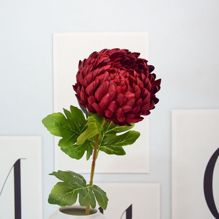ดอกเบญจมาศมารีสขนาดใหญ่58ซม-ดอกไม้ดอกไม้ไหมประดิษฐ์ฤดูใบไม้ร่วงงานแต่งงานพืชปลอมอุปกรณ์ตกแต่ง-diy