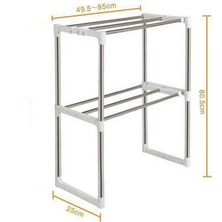 ชั้นวางคร่อม-ชั้นวางของ-อเนกประสงค์-2ชั้น-ชั้นวางไมโครเวฟ-สเตนเลสอย่างดี-ปรับความยาวได้-ชั้นวางของใช้-ชั้นวางของครัว