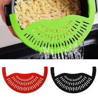 Pot Edge Water Filter Kitchen Baffle Sieve Vegetable Fruits Drain Silicone Pot Strainer Leak Proof Kitchen Filtering Tools Colanders Food Strainers