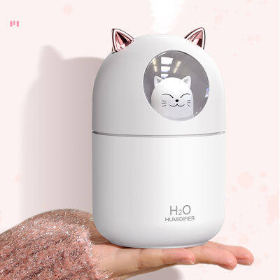 เครื่องพ่นไอน้ำ humidifier Diffuser 300ml เครื่องพ่นไอน้ำ เครื่องพ่นอโรม่า เครื่องเพิ่มความชื้นในอากาศ มีไฟLEDเปลี่ยนสี