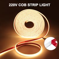 220V COB LED Strip Light EU Power Plug 288LEDs/m Flexible Adhesive Tape IP65 Waterproof 0.5-50m Led Ribbon for Home Garden Decor