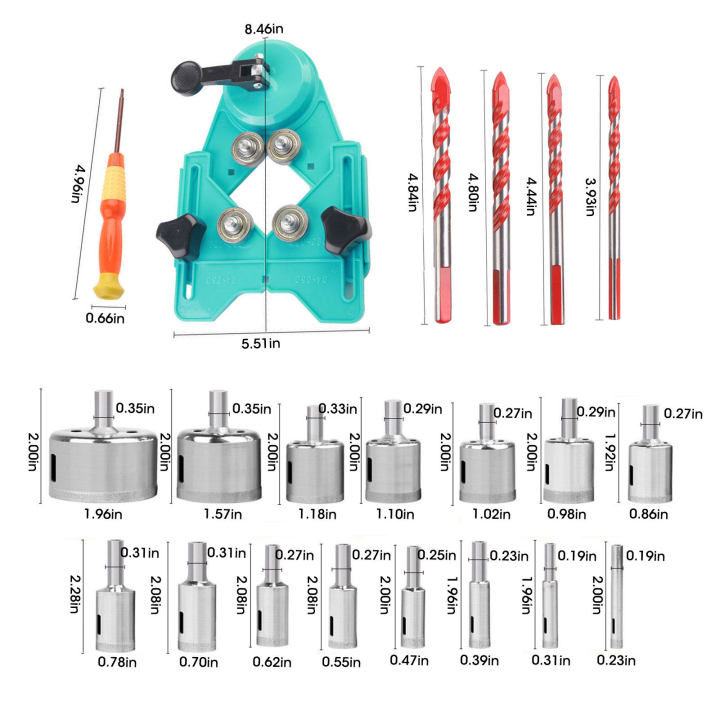 ชุด-mata-bor-diamond-21ชิ้นพร้อมรูยึดคู่มือเลื่อยจิ๊กปรับตำแหน่งกึ่งกลางได้ที่ยึดสุญญากาศกระเบื้องแก้วเซรามิก