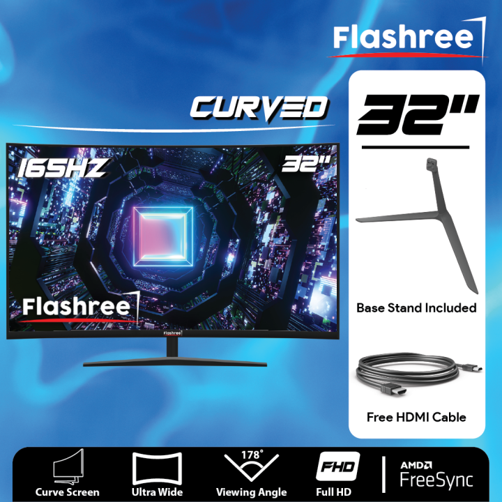 Monitor 32" Inch Curved FHD Gaming Monitor 75Hz LED Borderless AMD