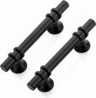 Ravinte 30 Pack 5 Inch Cabinet Pulls Kitchen Cupboard Handles with Round Base Matte Black Drawer Pulls Cabinet Handles 5" Length, 3" Hole Center 30 5" Length,3" Hole Center