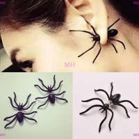 ?【Lowest price】MH ตุ้มหูผู้หญิงแฟชั่นใหม่ต่างหูแมงมุมสีดำสุดชิคต่างหูสองส่วนต่างหูสตั๊ดหู