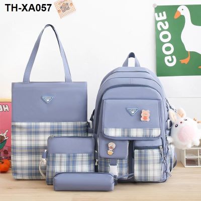 ✸ han edition junior high school female students high-capacity campus spinal decompression waterproof backpack for men and women