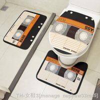 【LZ】✤▪  3 PCS Set Toilet Anti Slip Floor Mat Retro Cassette Tape Toilet Lid Cover Shower Decoration Cushion Rugs Bath Entrance Doormat