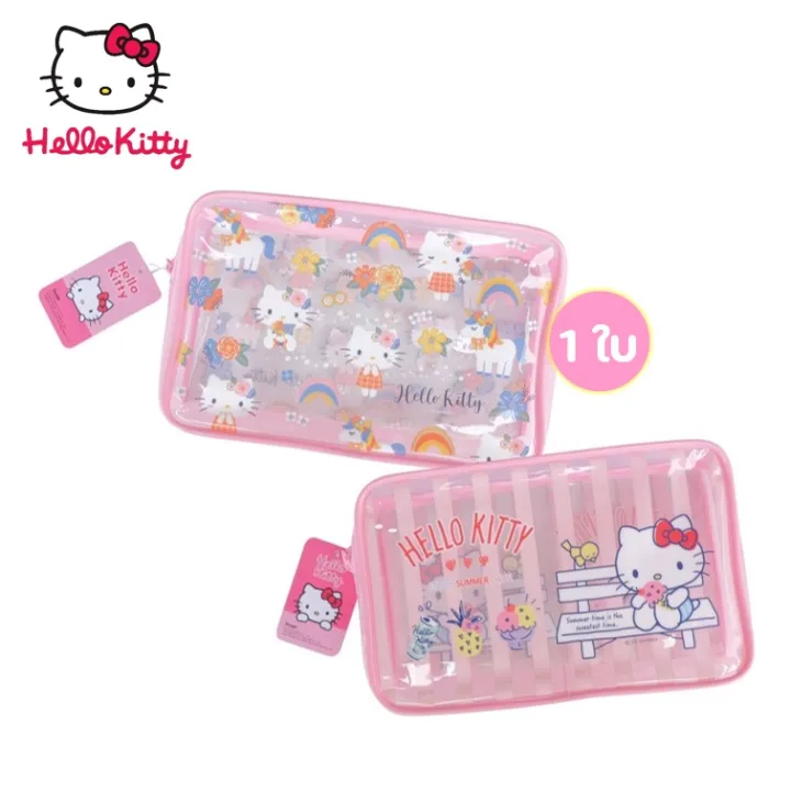 Hello Kitty Zip bag กระเป๋าซิป ใส คิตตี้ 24x14cm. ลายลิขสิทธิ์แท้