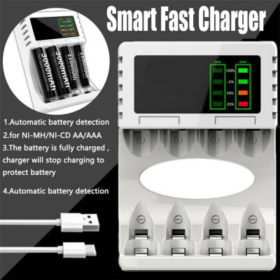 ดับเบิลเอทริปเปิลเอ LCD 4ช่องชาร์จได้ที่ชาร์จแบตเตอรี่แบตเตอรี่ NICD NIMH