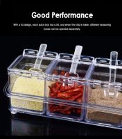 hotx【DT】 Four In with Organizer Storage Boxes Spices Seasoning Jar Transparent Bottle Accessories