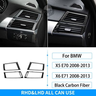 Rrx E71 X6 X5รถ Bmw 2008-2013คาร์บอนไฟเบอร์ระบายอากาศภายในตกแต่งแผงนำทางสติกเกอร์ตกแต่งฝาครอบ