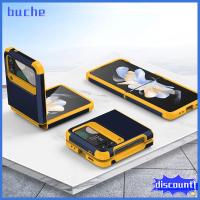 BUCHE พีซีทีพียู เคส Z flip 3/4/5 ป้องกันการกระแทก บานพับแบบบานพับ ตัวป้องกันโทรศัพท์มือถือ ของใหม่ ฝาครอบเต็มรูปแบบ ฝาปิดโทรศัพท์ สำหรับ ซัมซุงกาแล็คซี่ โทรศัพท์สำหรับโทรศัพท์