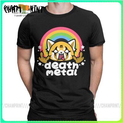 เสื้อยืดแขนสั้น ผ้าฝ้าย พิมพ์ลาย Death Metal Aggretsuko สําหรับผู้ชาย  YNYU