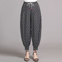 【มีไซส์ใหญ่】Plus Size M-3XL Womens Elastic Waist Harem Pants Casual Vintage Printed Vintage Female Trousers