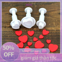 ?【HOT SALE】MUXI 3PC Heart fondant Plunger set valentines Love Sugar CRAFT เค้กตกแต่งอบ