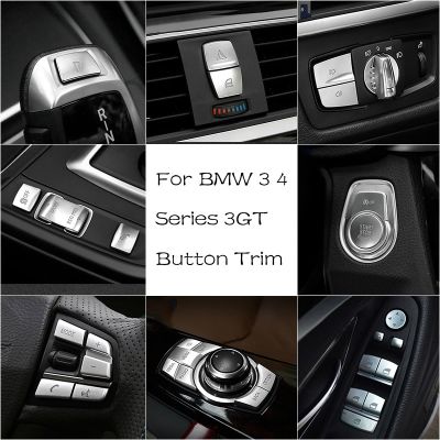 Chrome Gear Shift Panel Front Headlight Switch Engine Start Stop P Shift Button Cover Trim For BMW 2 3 4 Series 3GT F30 F20 F36