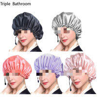 5pcs Lovely Double Layer Thick Women Shower Satin Hats Hair Cover Hair Cap Bathing Cap Shower Hats Bathroom Accessories Supplies