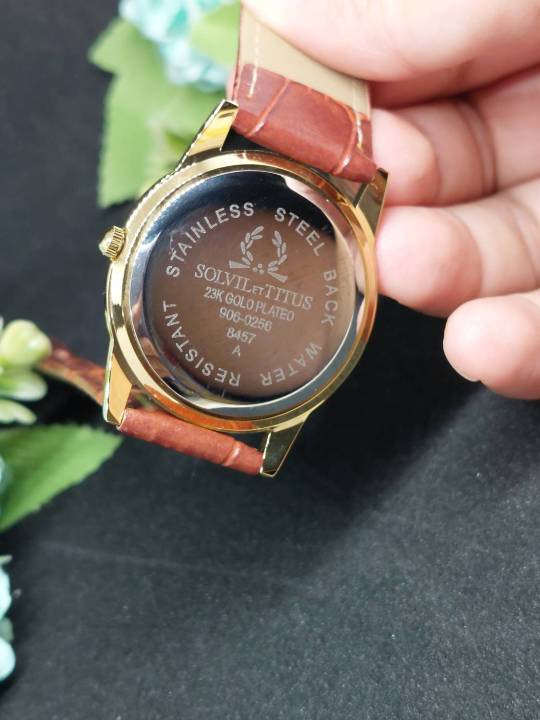 นาฬิกา-โซวิล-เอ-ติตัส-lady-หน้าปัดสีทอง-ขนาด-35-มม-รับประกันภาพถ่ายจากสินค้าจริง