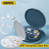 Remax Rc-190แบบพกพา5 In 1 Kotak Penyimpanan Kabel 60W ชาร์จเร็วสำหรับ Iph/Android/Type 2022สายข้อมูลสาย Usb กันน้ำ