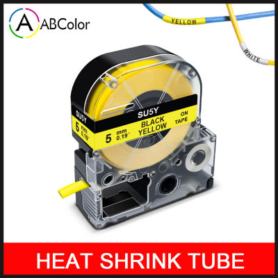10PK LK-4YBA5 Heat Shrink Tubes Φ5mm9mm Black on Yellow Tape Compatible for EpsonKing Jim SU5Y LK-4YBA5 LW-300 400 Label Maker