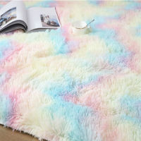 Kids Room Bedside Rugs Rainbow Color Soft Fluffy Plush Floor Children Rug For Baby Decoration Bedroom Car Livingroom