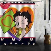 Yingke Betty Boop Shower ผ้าม่านโพลีเอสเตอร์พิมพ์ผลิตภัณฑ์ห้องน้ำที่กันน้ำได้ผ้าม่านห้องน้ำพร้อมตะขอ