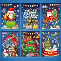 Christmas Decorations Window Stickers Happy Christmas Sticker Santa Claus Mall Window Decoration Window Glass Stickers