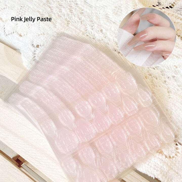 240Pcs/Set Clear Double Sided Fake Art Nails Adhesive Tapes Sticker Faux Fingernails Artificial