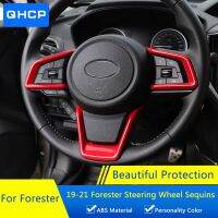 ：》“{： QHCP 3Pcs Interior Car Styling Steering Wheel Buttons Sequins Decor Cover Trim Stickers For Subaru Forester Outback XV 2018-2022