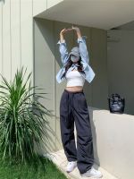 ☃✹ Evening wind late evening ins campus retro beam feet / wide-leg two-wear summer loose overalls high-waist all-match trousers