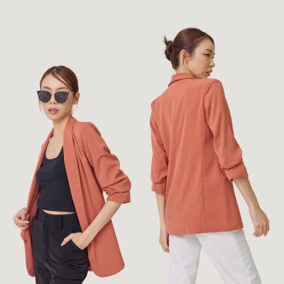 ALL BEAUTE Blazer เสื้อสูท เบลเซอร์ แขนย่น สีส้ม