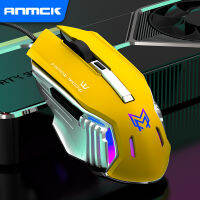 Anmck RGB เมาส์สำหรับเล่นเกมแบบมีสายคอมพิวเตอร์ Mause USB 6ปุ่มปรับ DPI LED Optical Ergonomic Silent Gamer Mice สำหรับ PC แล็ปท็อป