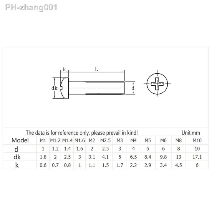pan-head-phillips-machine-screws-m1-m1-2-m1-4-m1-6-m4-304-stainless-steel-round-head-cross-bolts-length-3-100mm