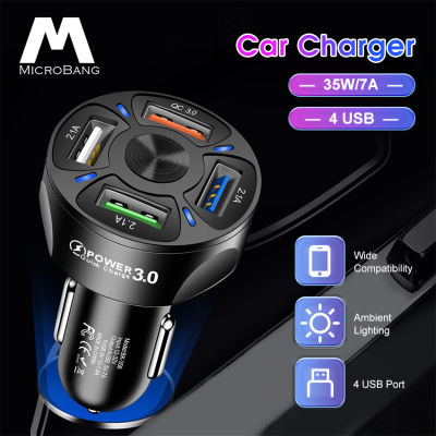 MicroBang 35W Quick Charge 3.0 2.1 USB Car Fast Charger สำหรับ Xiaomi Huawei Samsung Super Charge Power Delivery Quick Charge Adapter รองรับ12V 24V รถ