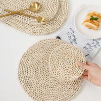 【CC】 Woven Round Rattan Corn Placemats Coaster Mats insulation Accessories Dining Wedding