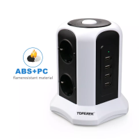 ใหม่มาถึง 16A Tower Power Strip Multi แนวตั้งปลั๊ก EU 4 USB ชาร์จ Overload Protector 6.6FT สายไฟต่อสมาร์ทซ็อกเก็ต-Xiaan Store
